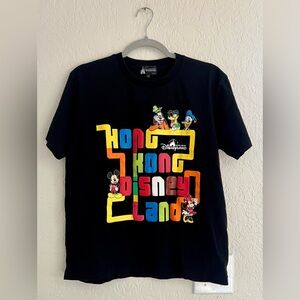 Hong Kong Disneyland Mickey and Friends Shirt Black Size Medium